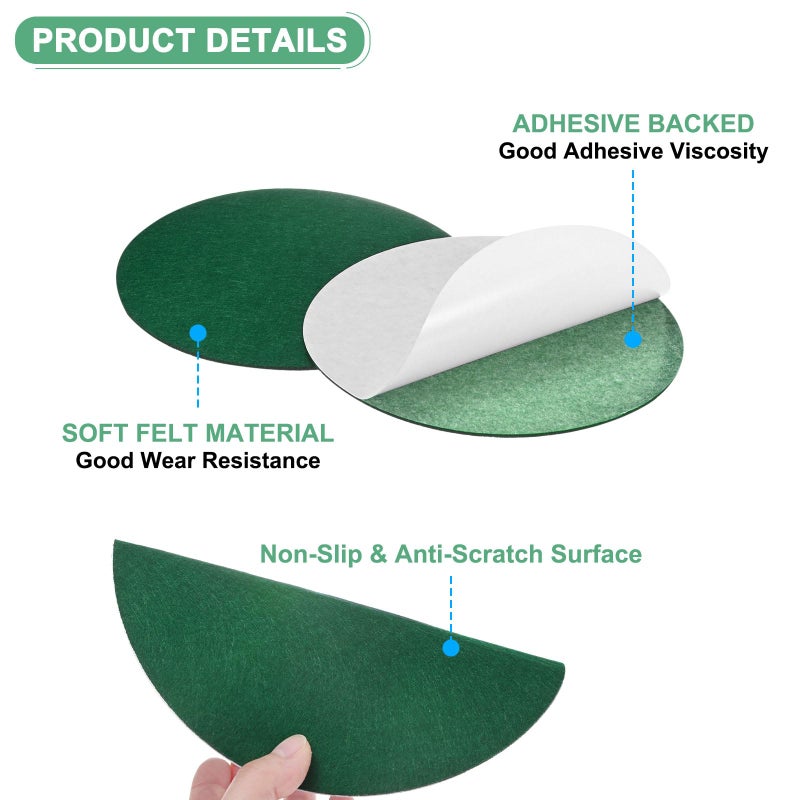 M METERXITY 30-Pack Lamp Base Felt, 7 Inch Dia. 2mm Thick Self Adhesive Round Fabric Felt Pads for Lamp/Furniture/DIY, Non-Slip Fiber Backed Patch Circles with Adhesive Backing [Green] - Image 2
